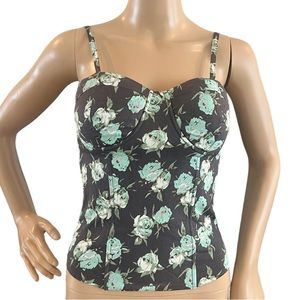 Full Tilt Juniors Retro Pinup Corset Top Bustier Smocked Back